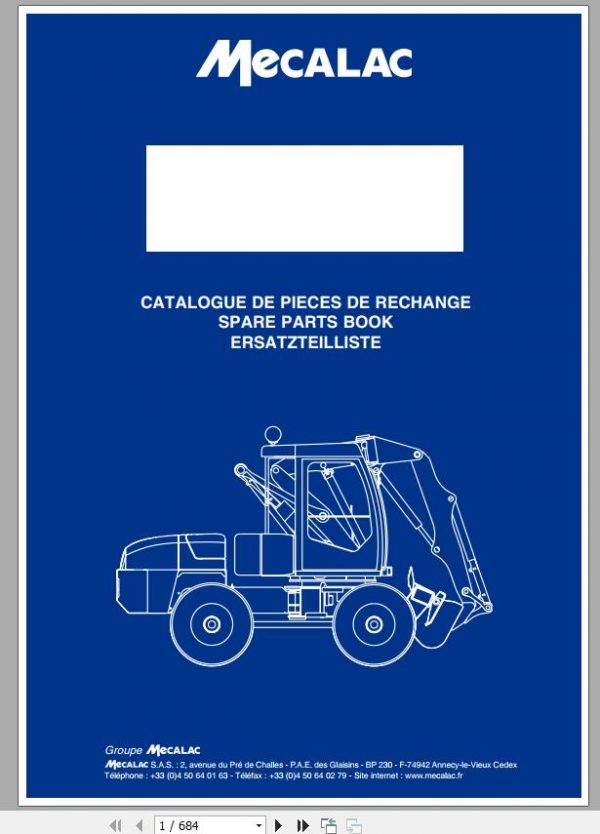 Mecalac Wheeled Excavator 12MTX 5400756 40000 Spare Parts Catalog 1