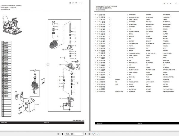 Mecalac Wheeled Excavator 12MTX 5400756 40000 Spare Parts Catalog 3