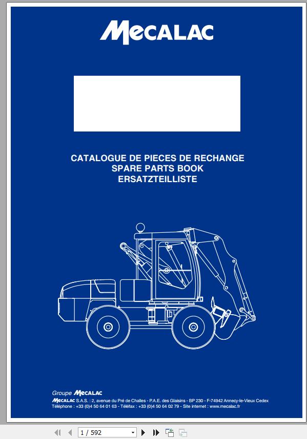 Mecalac Wheeled Excavator 14MBX 5400580 30855 Spare Parts Catalog 1