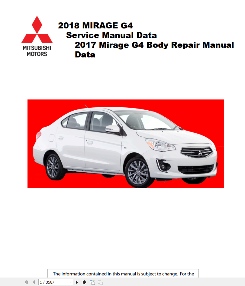 Mitsubishi Mirage G4 2018 Workshop Manual 2