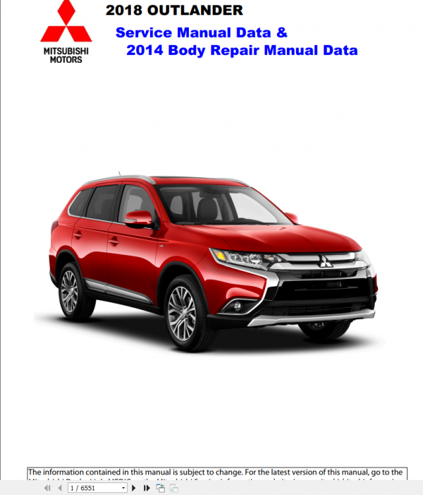 Mitsubishi Outlander 2018 Workshop Manual 1