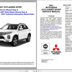 Mitsubishi Outlander Sport 2021 Workshop Manual Body Repair Manual 1