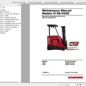 Raymond Counterbalanced Lift Truck 4150 4250 Part Catalog Maintenance Manual 2