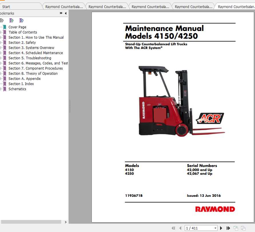 Raymond Counterbalanced Lift Truck 4150 4250 Part Catalog Maintenance Manual 2