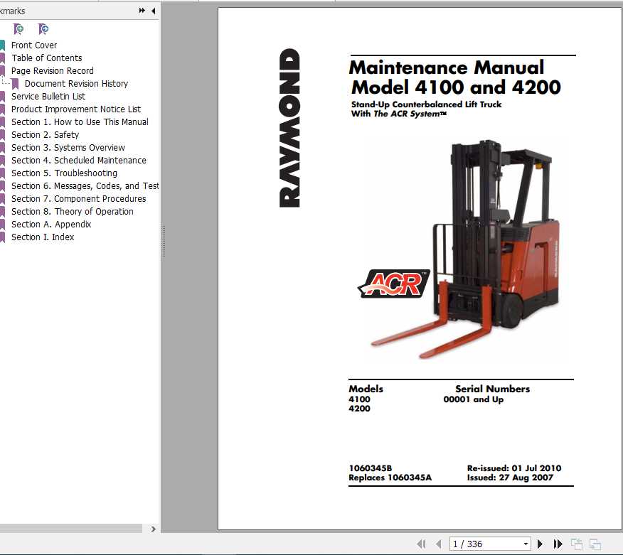Raymond Counterbalanced Lift Trucks 4100 4200 Part Catalog Maintenance Manual 1