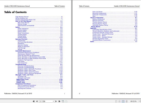 Raymond Counterbalanced Lift Trucks 4100 4200 Part Catalog Maintenance Manual 2