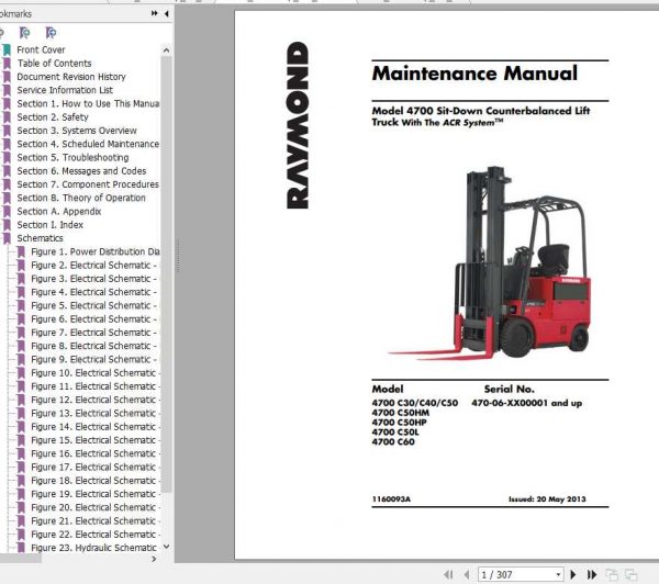 Raymond Counterbalanced Lift Trucks 4700 Maintenance Manual Part Catalog 1