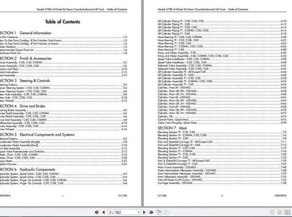 Raymond Counterbalanced Lift Trucks 4700 Maintenance Manual Part Catalog 2