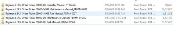 Raymond EASi Order Picker Part Maintenance Manual 1