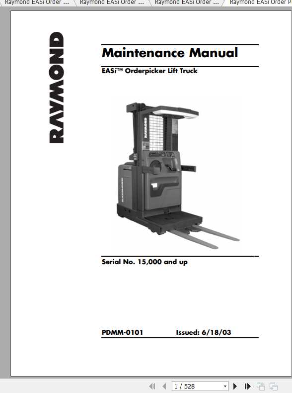 Raymond EASi Order Picker Part Maintenance Manual 2