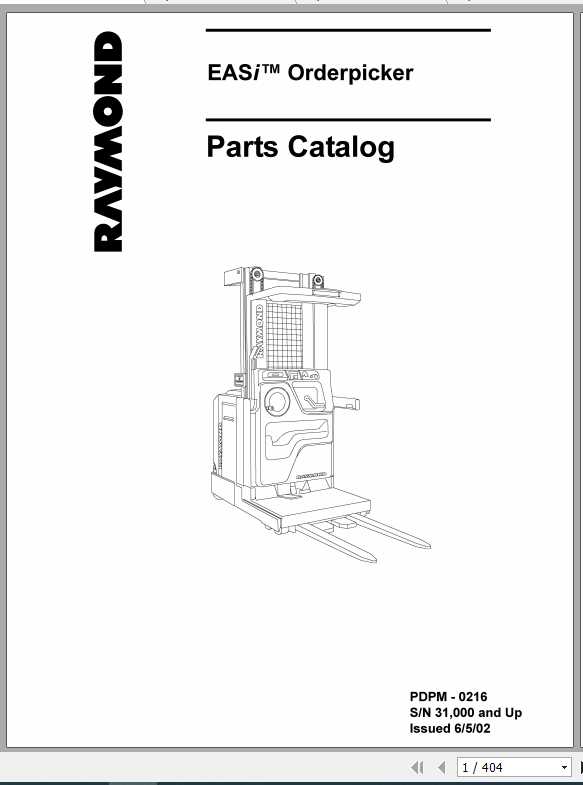 Raymond EASi Order Picker Part Maintenance Manual 3