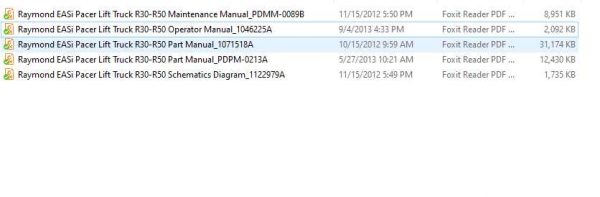 Raymond EASi Pacer Lift Truck R30 R50 Schematics Diagram Part Maintenance Manual 1