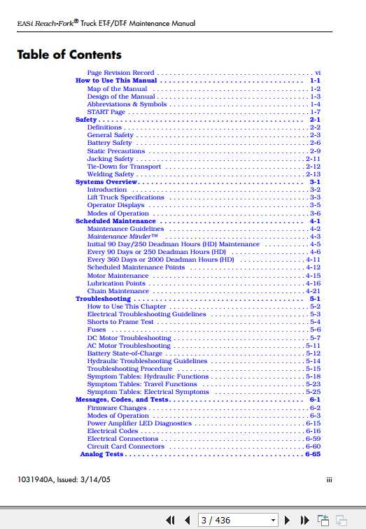 Raymond EASi Reach Fork Lift Truck ET F DT F Maintenance Manual 1031940A 2