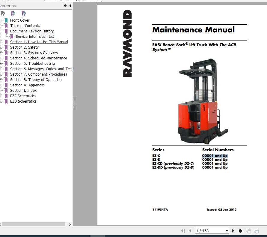 Raymond EASi Reach Fork Lift Trucks EZ C EZ D EZ CD EZ DD Maintenance 1