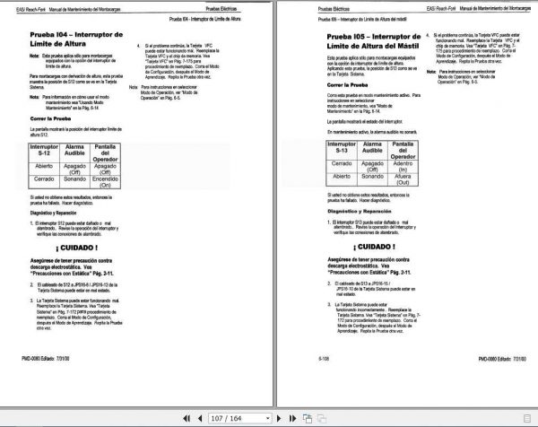 Raymond EASi Reach Fork Messages Codes and Tests ES 2
