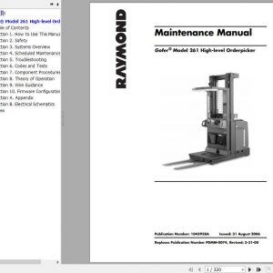 Raymond Oder Picker 261 Part Catalog Maintenance Manual 1