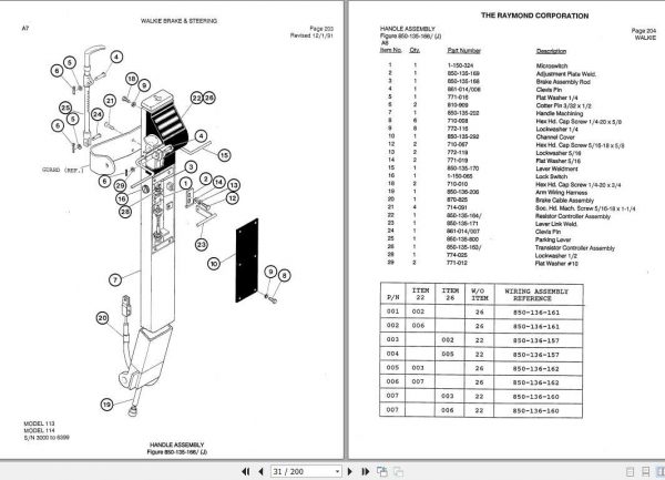 Raymond Pallet Truck 111 112 113 114 Part Catalog Schematics Diagram 4