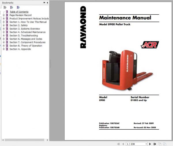 Raymond Pallet Truck 8900 Schematics Diagram Maintenance Manual 1