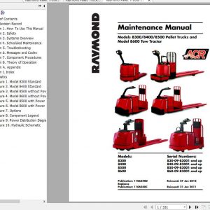Raymond Pallet Trucks 8300 8400 8500 8600 Part Maintenance Manual 1