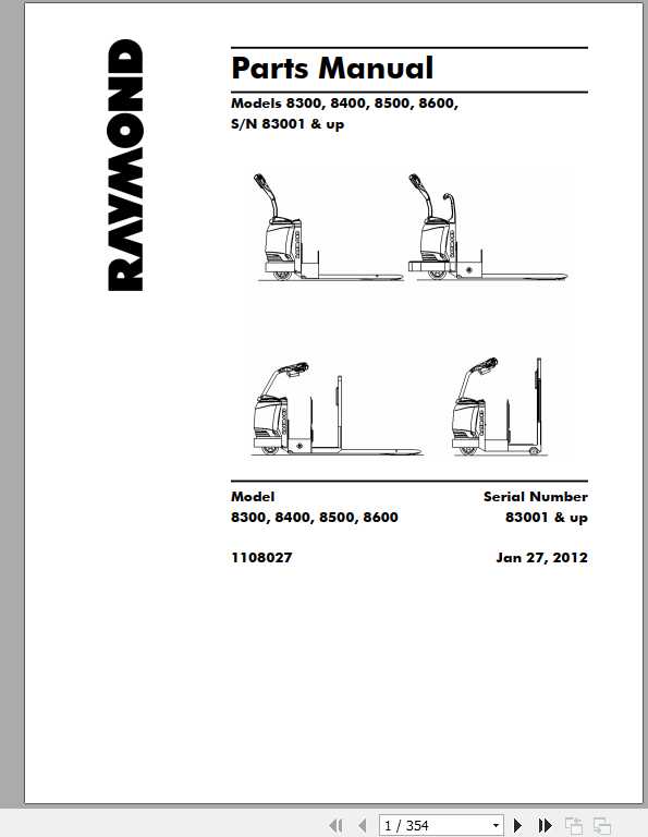 Raymond Pallet Trucks 8300 8400 8500 8600 Part Maintenance Manual 2