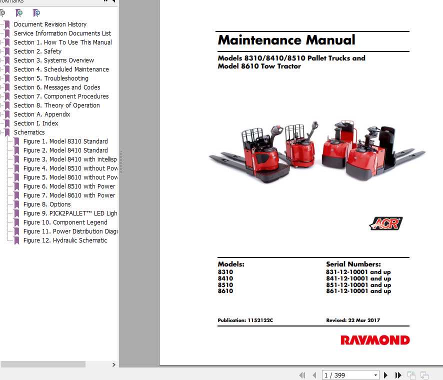 Raymond Pallet Trucks 8310 8610 Schematics Diagram Part Maintenance Manual 1