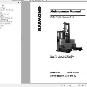 Raymond Sideloader Truck 71B 76 Part Catalog Maintenance Manual 1