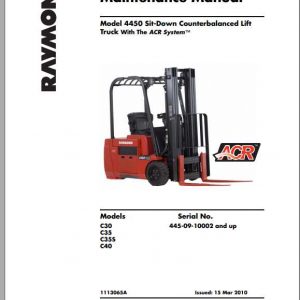 Raymond Sit Down Counterbalanced Lift Truck 4450 Maintenance Manual 1113065A 1