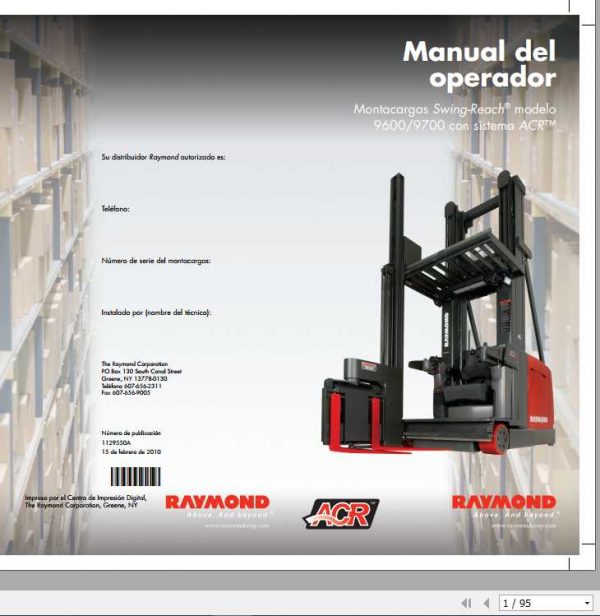 Raymond Swing Reach 9600 9700 Operator Manual ES 1