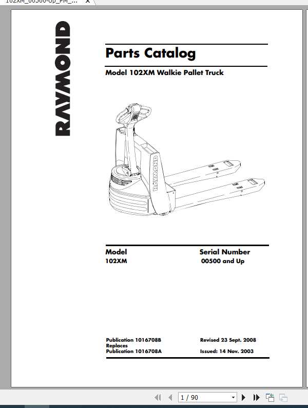 Raymond Walkie Pallet Truck 102XM Part Catalog Maintenance Manual 1
