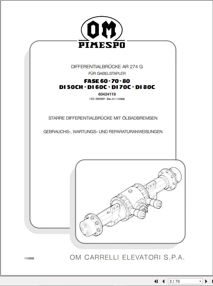 STILL OM Pimespo AR274G Axle Differential Unit Workshop Manual DE 1