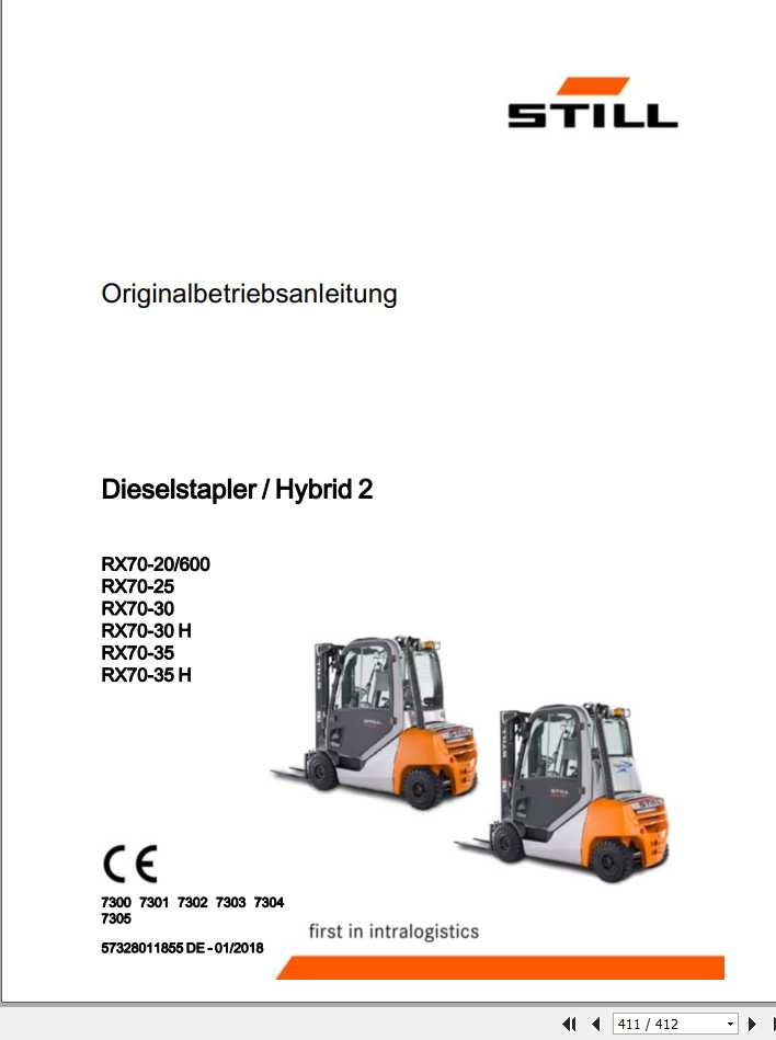 Still Diesel Forklift Hydrid 2 RX70 25 30 30H 35 35H 7300 7305 User Manual DE 1