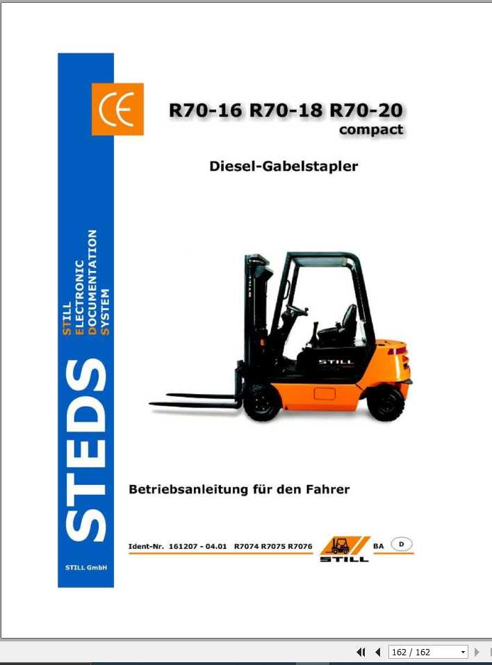 Still Diesel Forklift R70 16 R70 18 R70 20 User Manual DE 1