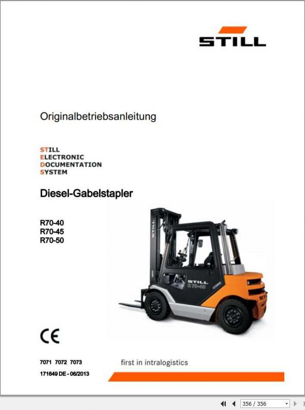 Still Diesel Forklift R70 40 R70 45 R70 50 7071 7073 User Manual DE 1 1
