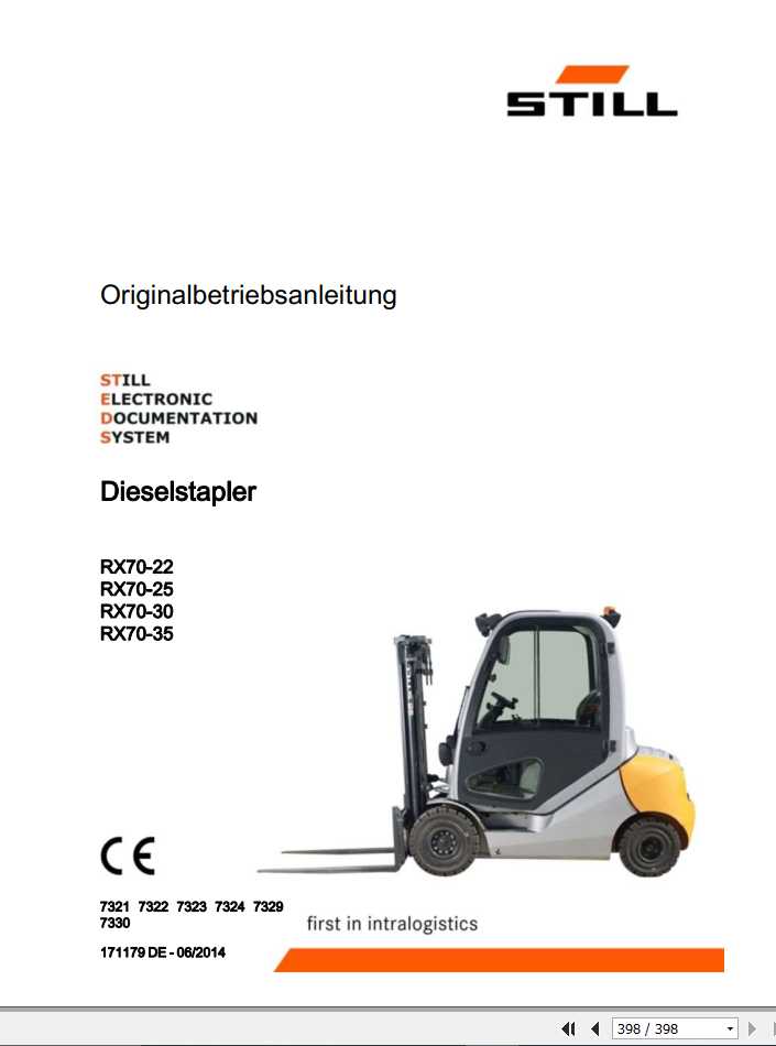 Still Diesel Forklift RX70 22 RX70 25 RX70 30 RX70 35 7321 7324 7329 7330 User Manual DE 1