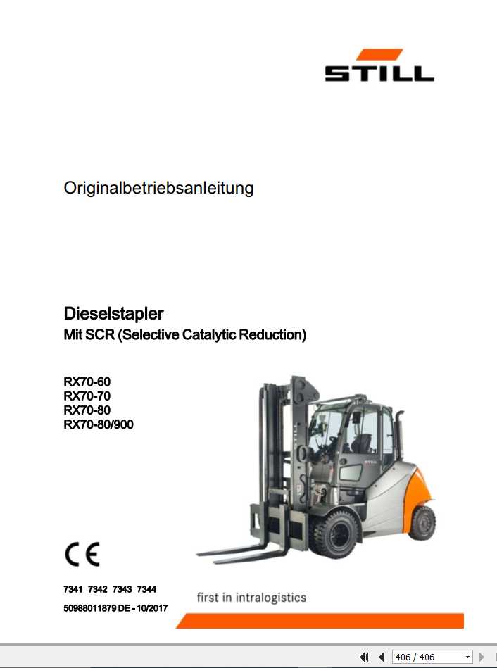 Still Diesel Forklift RX70 60 RX70 70 RX70 80 with SCR 7341 7344 User Manual DE 1