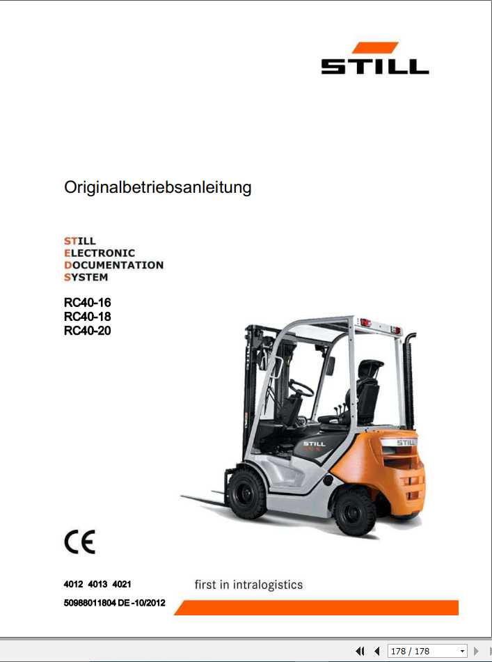 Still Diesel LPG Forklift RC40 16 RC40 18 RC40 20 4012 4013 4021 User Manual DE 1