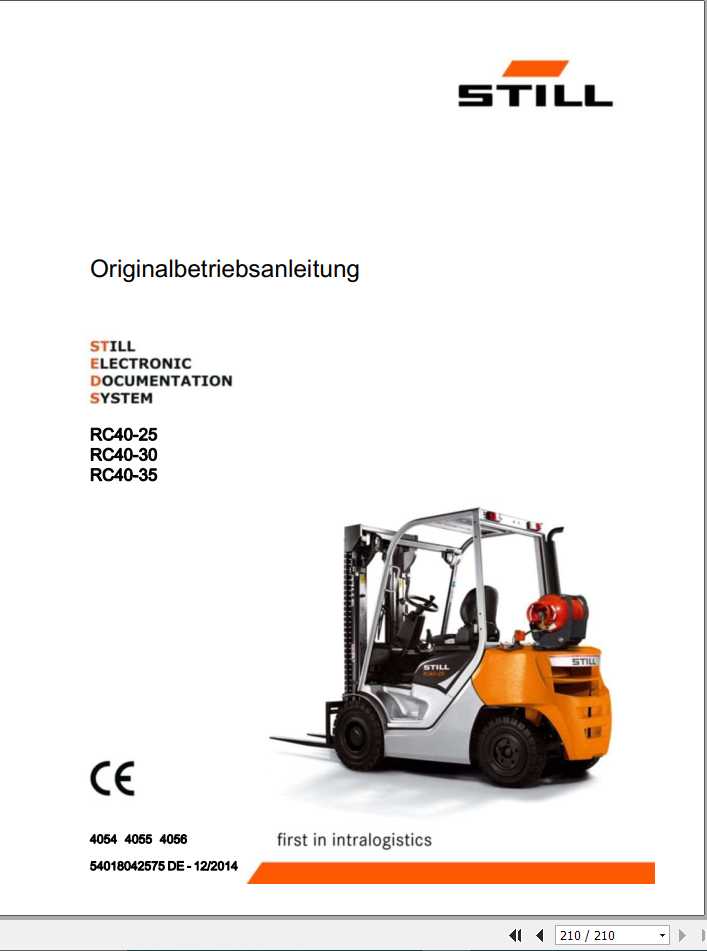 Still Diesel LPG Forklift RC40 25 RC40 30 RC40 35 4054 4055 4056 User Manual DE 1