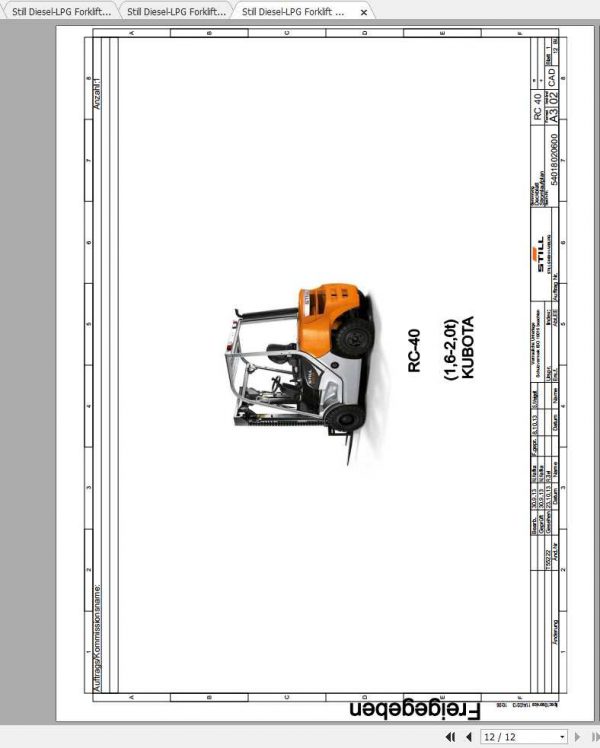Still Diesel LPG Forklift RC40 RC40 16 20 RC40 25 35 Schematic Diagrams DE 1