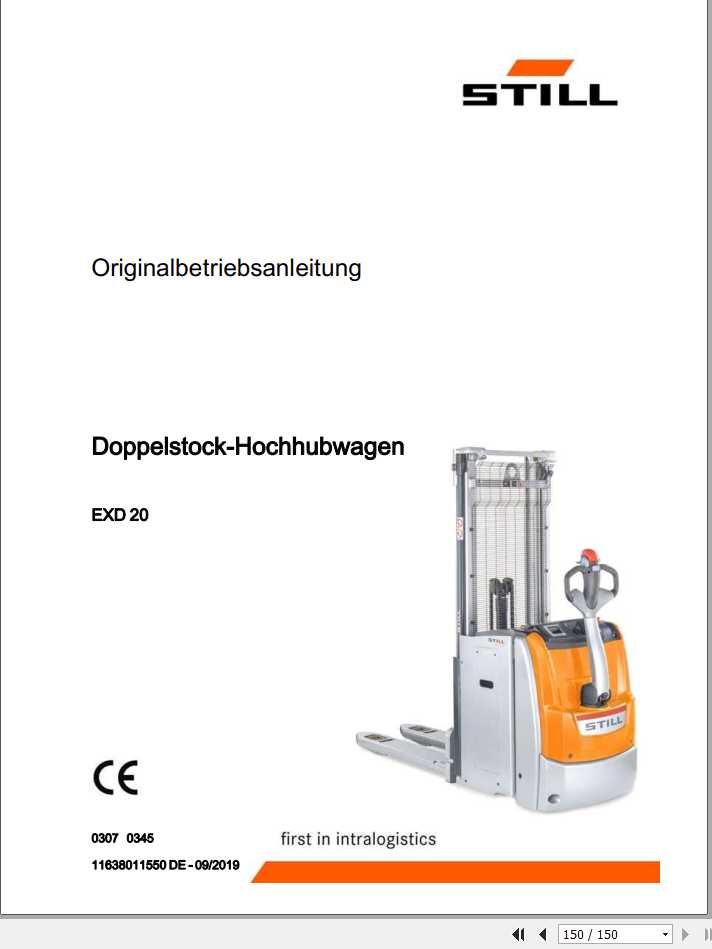 Still Double Deck Stacker EXD 20 EXD SF 20 03070313 Operating Manual DE 1