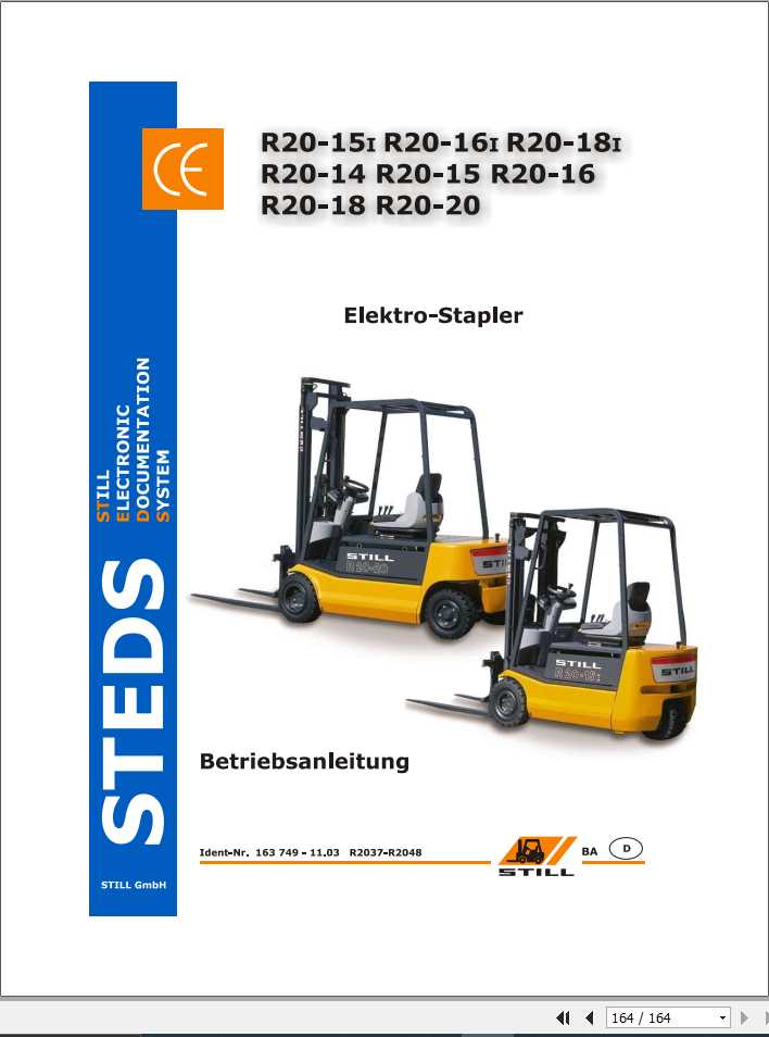 Still Electric Forklift R20 15 R20 20 R20 2037 2048 User Manual DE 1