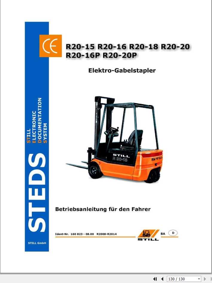 Still Electric Forklift R20 15 R20 20P R20 2008 2014 User Manual DE 1