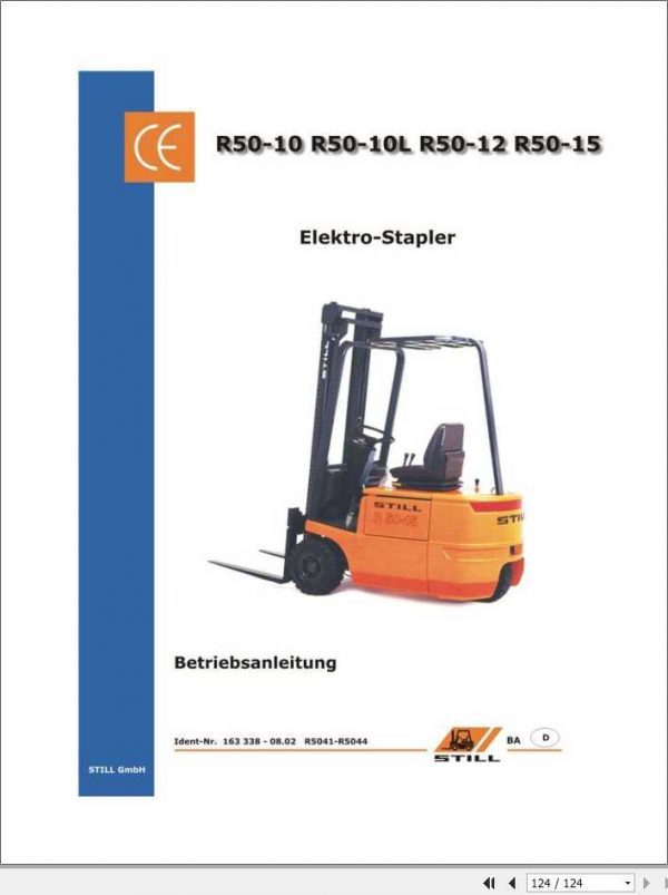 Still Electric Forklift R50 10 R50 15 R5041 R5044 User Manual DE 1