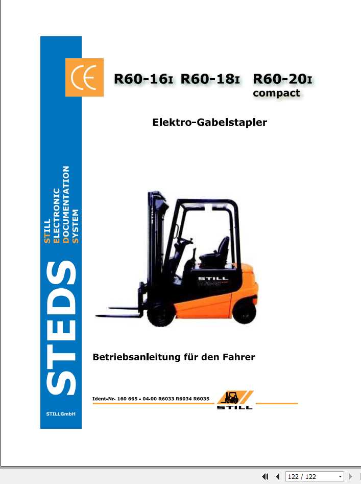 Still Electric Forklift R60 16i R60 18i R60 20i Compact R6033 R6035 User Manual DE 1