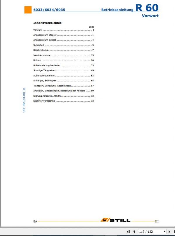 Still Electric Forklift R60 16i R60 18i R60 20i Compact R6033 R6035 User Manual DE 2