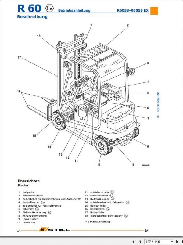 Still Electric Forklift R60 16i R60 18i R60 20i R6053 R6055 Ex User Manual DE 3