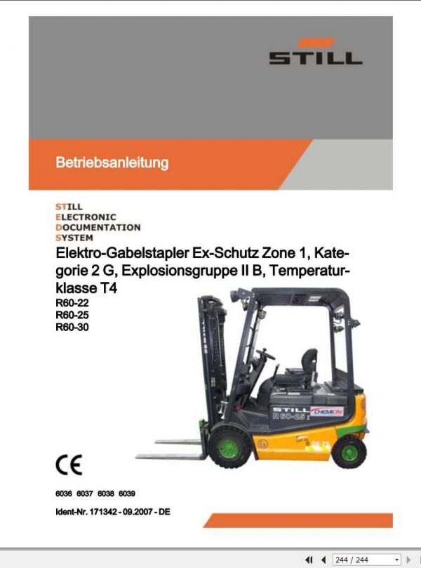 Still Electric Forklift R60 22 R60 25 R60 30 6036 6039 User Manual DE 1