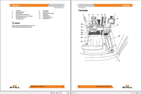 Still Electric Forklift RX 20 14 20 Cat.2GD 3GD 6219 6231 User Manual DE 3