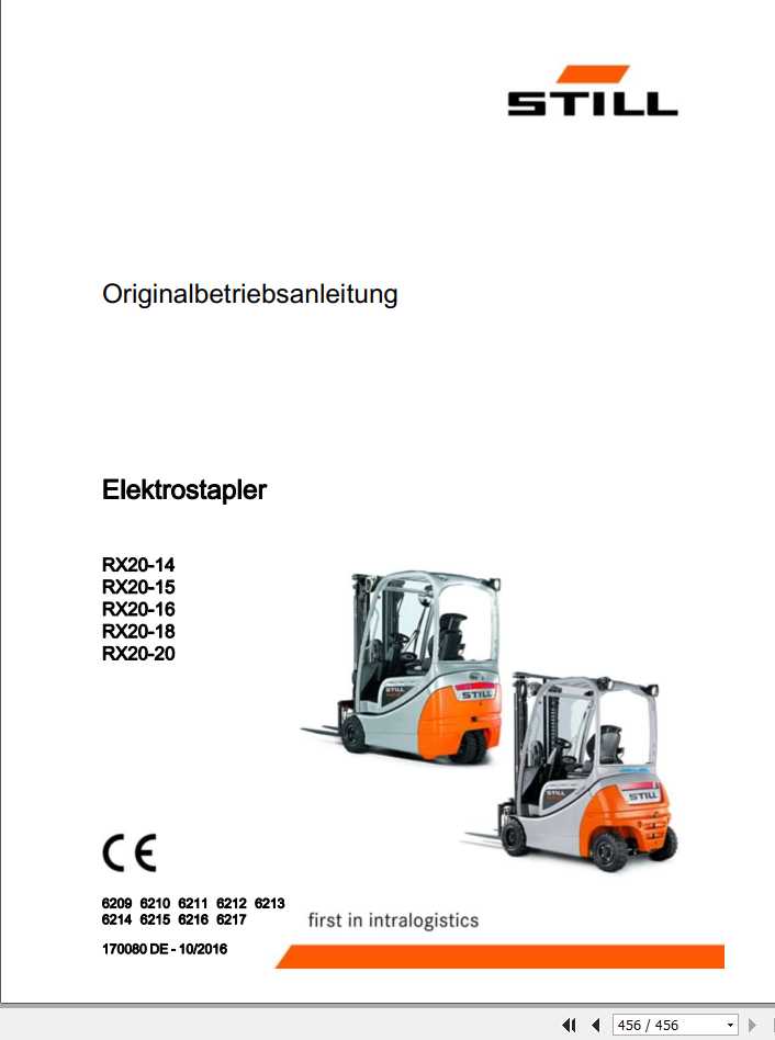 Still Electric Forklift RX20 14 15 16 18 20 6211 6217 User Manual DE 1