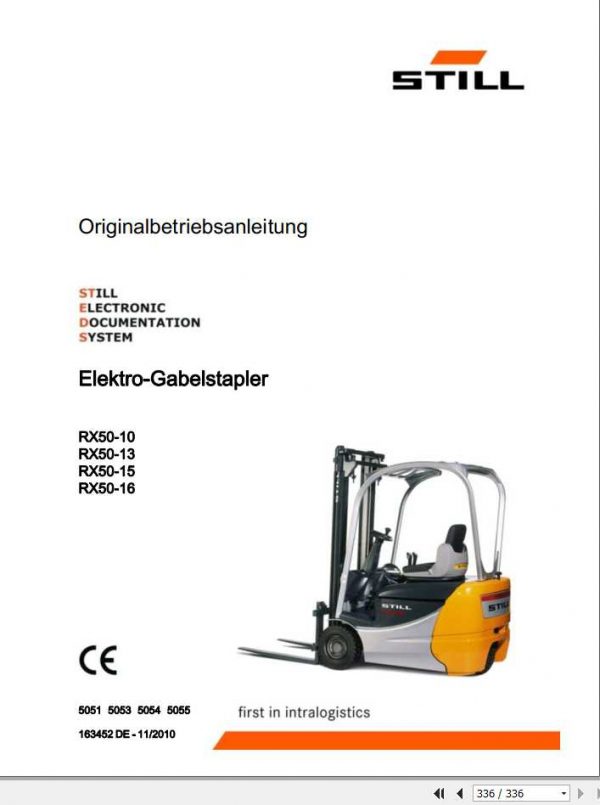 Still Electric Forklift RX50 10 13 15 16 5051 5055 User Manual DE 1