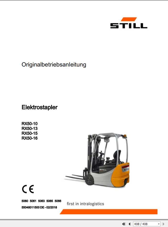 Still Electric Forklift RX50 10 13 15 16 5060 5066 User Manual DE 1